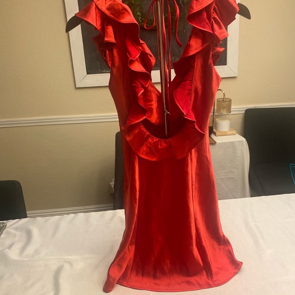 Red Ruffled Mini Dress - Picture 5 of 8